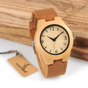 Luxury Brand BOBO BIRD Handmade Ladies Quartz Watch Genuine Leather