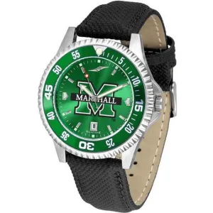 Marshall Thundering Herd Mens Competitor Ano Poly/Leather Band Watch w/ Colored Bezel