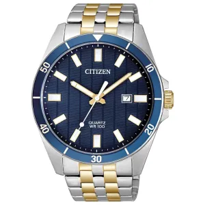 Men's Two Tone Stainless Steel Blue Dial