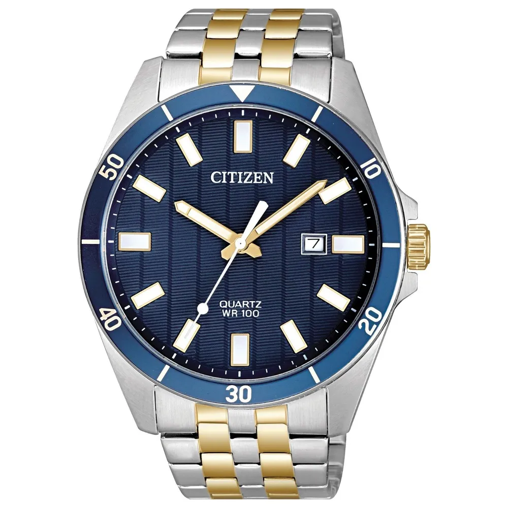 Men's Two Tone Stainless Steel Blue Dial