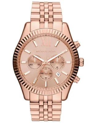 Michael Kors MK8319 Men's Lexington Chronograph Rose Dial Rose Gold Steel Watch