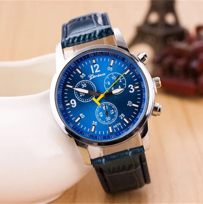 New Fashion Watch Men Geneva Leather Strap Casual Wristwatch British Style Business Watch Masculino Quartz Relogio Clock