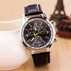 New Fashion Watch Men Geneva Leather Strap Casual Wristwatch British Style Business Watch Masculino Quartz Relogio Clock