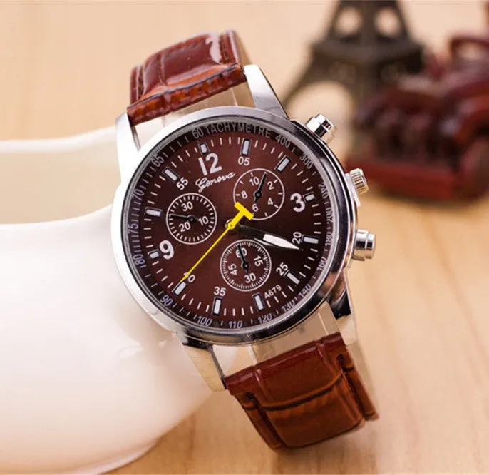 New Fashion Watch Men Geneva Leather Strap Casual Wristwatch British Style Business Watch Masculino Quartz Relogio Clock