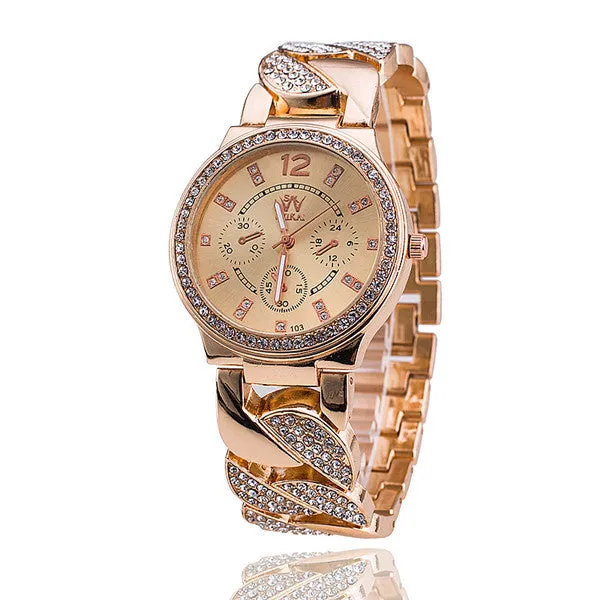 New Luxury Women Watches Stainless Steel Band Rose Gold Watch Fashion Women Quartz Watch Relogio Feminino