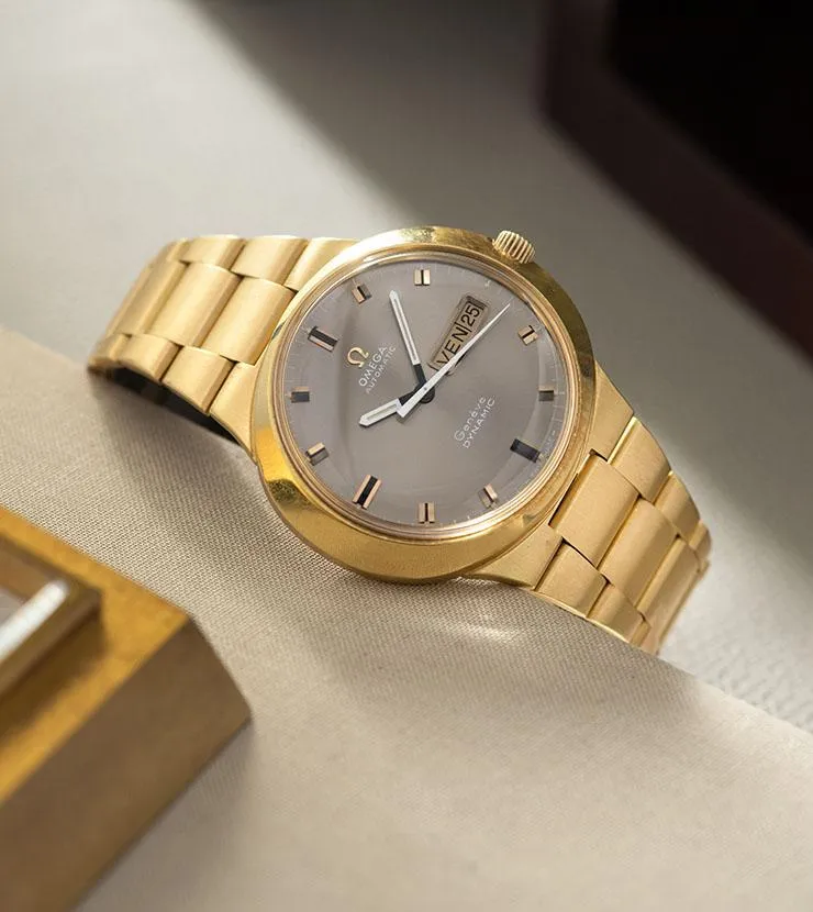 Omega Dynamic Yellow Gold Grey Dial Ref 166.079