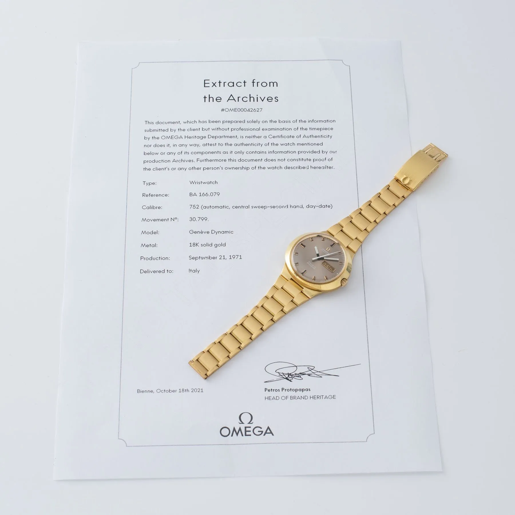 Omega Dynamic Yellow Gold Grey Dial Ref 166.079