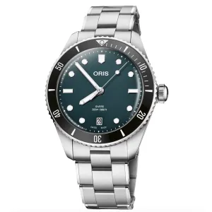 ORIS Divers Date 39mm Mens Watch Blue Interchangeable Strap 01-733-7795-4055-Set