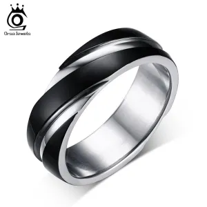 ORSA JEWELS 2017 New Fashion Daily Wear Rings Top Quality Lead & Nickel Free Black Color Stainless Steel Men Party Rings OTR60