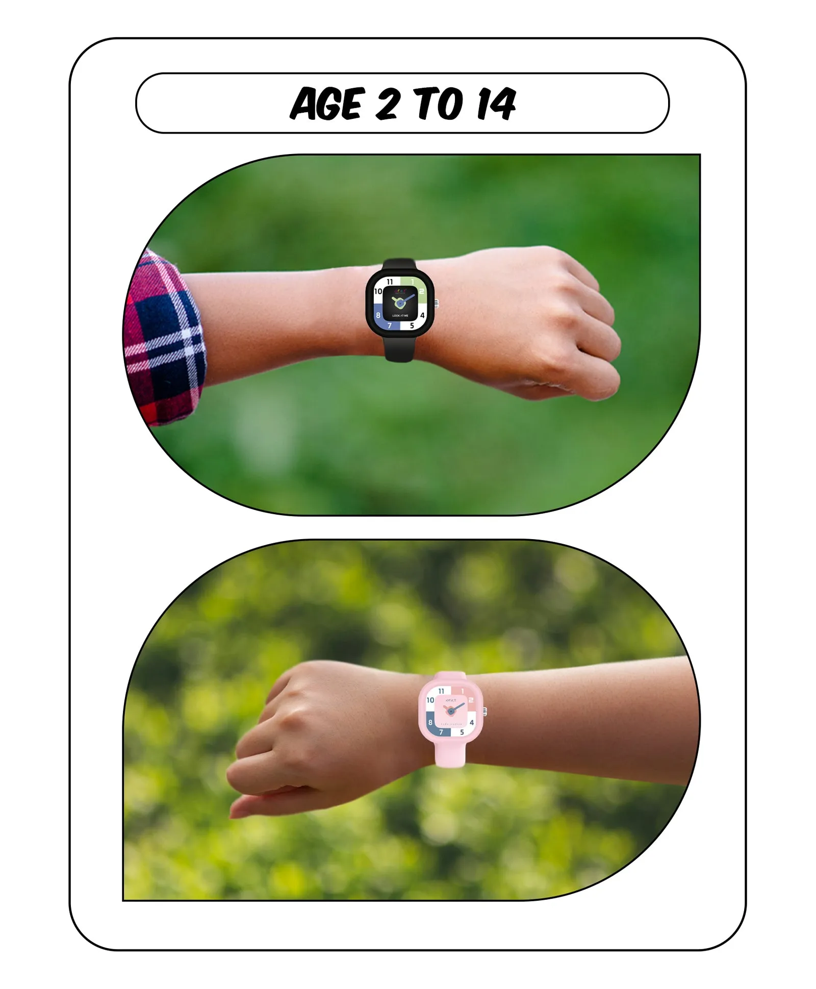 Spiky Square Analog Combo Watch for Kids - Black & Pink