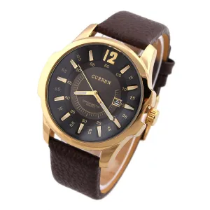 Stainless Steel Dial Sports Watch CURREN 8123 Analog with date Casual Watches Leather Strap quartz wristwatches