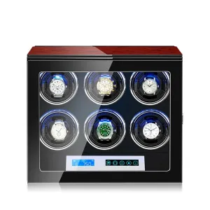 Tachymeters 6 Watch Programmable Watch Winder - Dark Cherry Finish