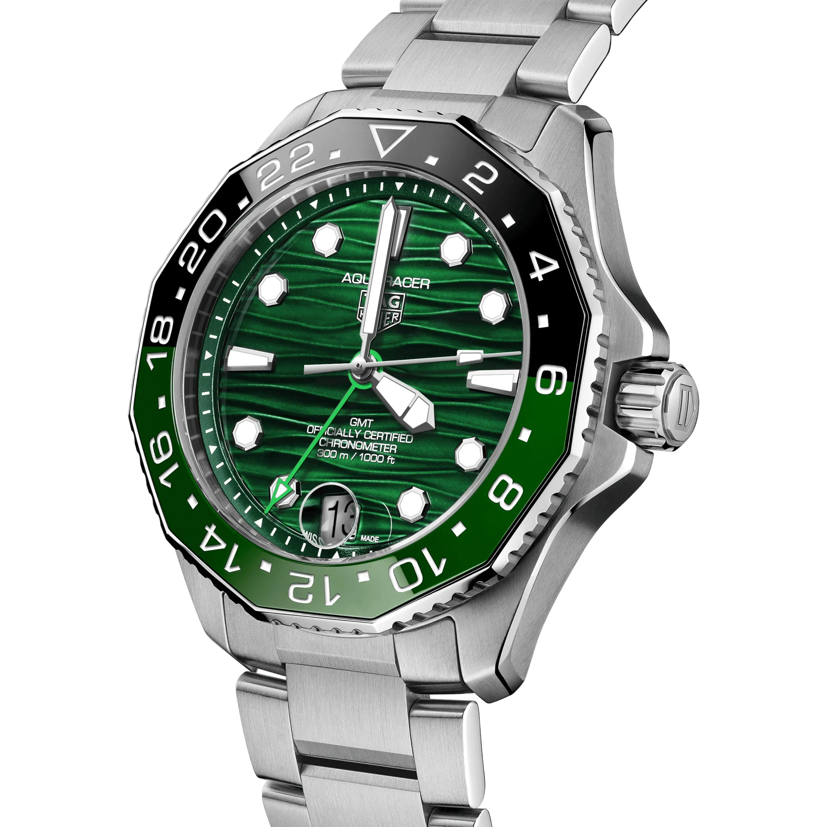 Tag Heuer Aquaracer Professional 300 GMT Men's Green Watch WBP5115.BA0013