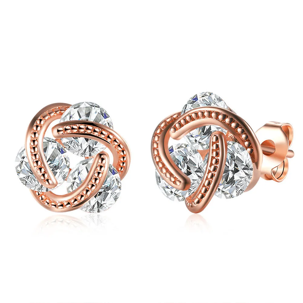 Three Bling Round  Stud Earrings