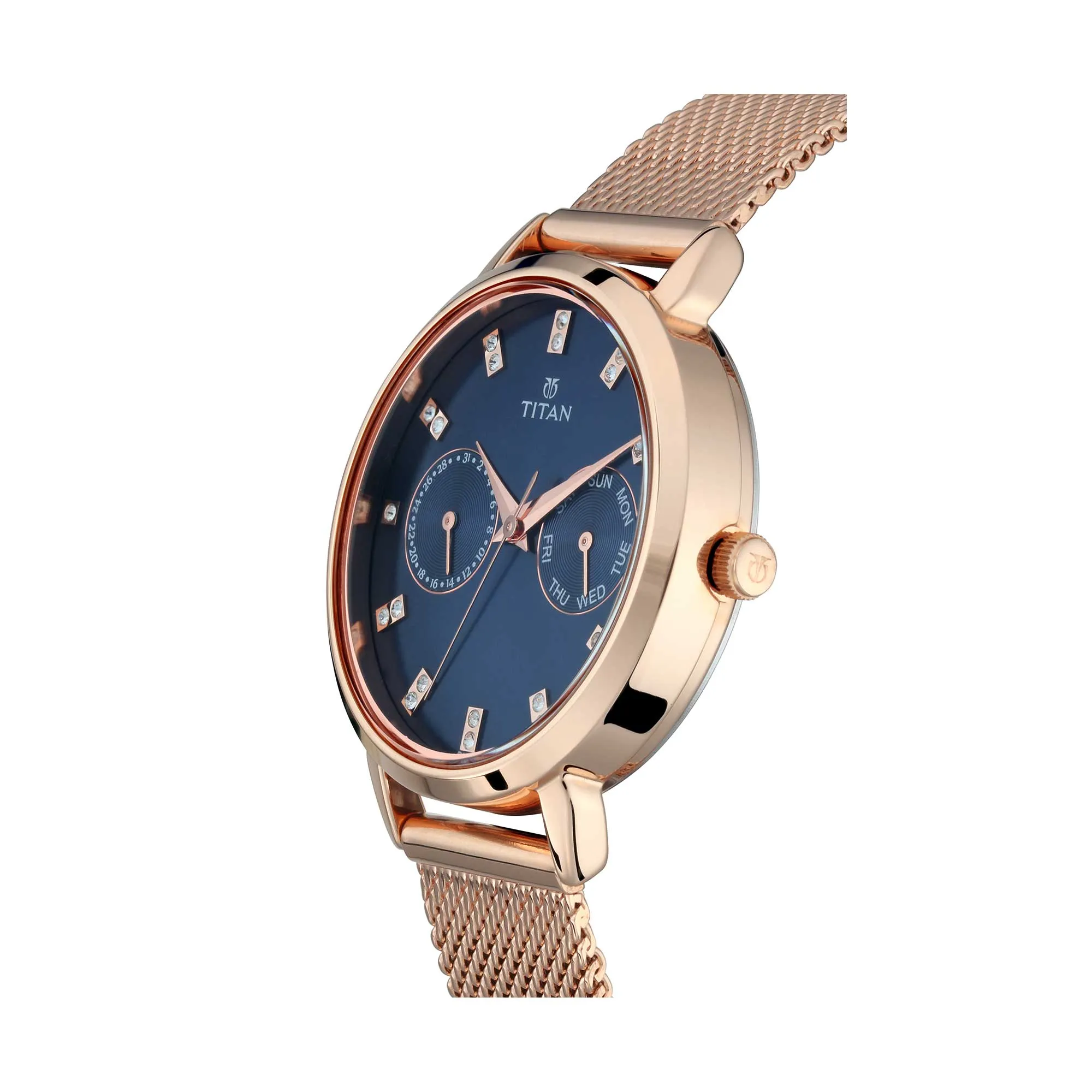 Titan Sparkle Blue Dial Analog Multi Function Watch for Women