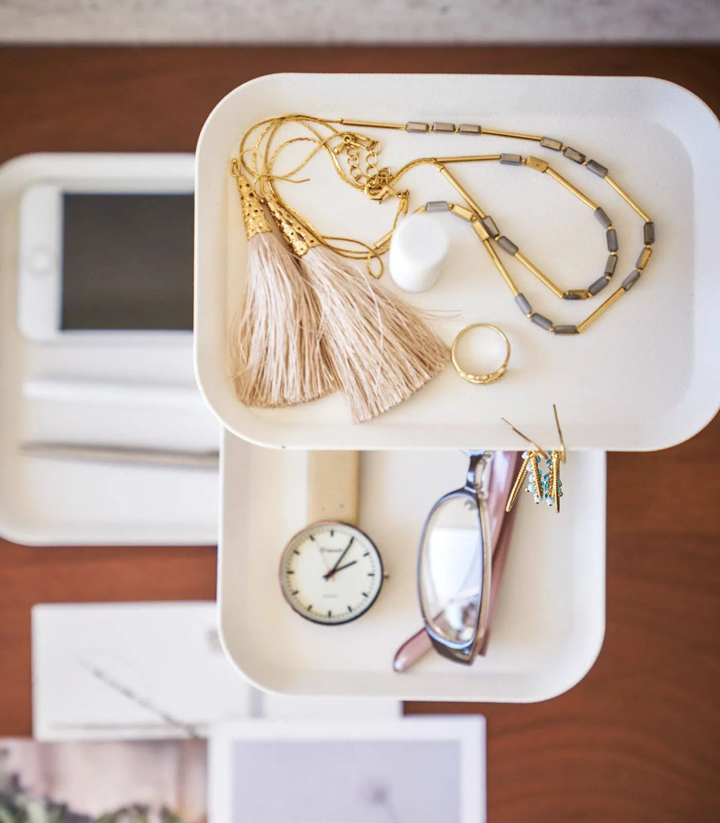 Tower Jewelry   Accessory Trays - Steel: White