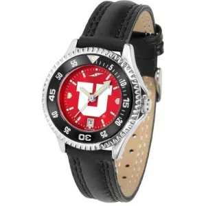 Utah Utes Ladies Competitor Ano Poly/Leather Band Watch w/ Colored Bezel