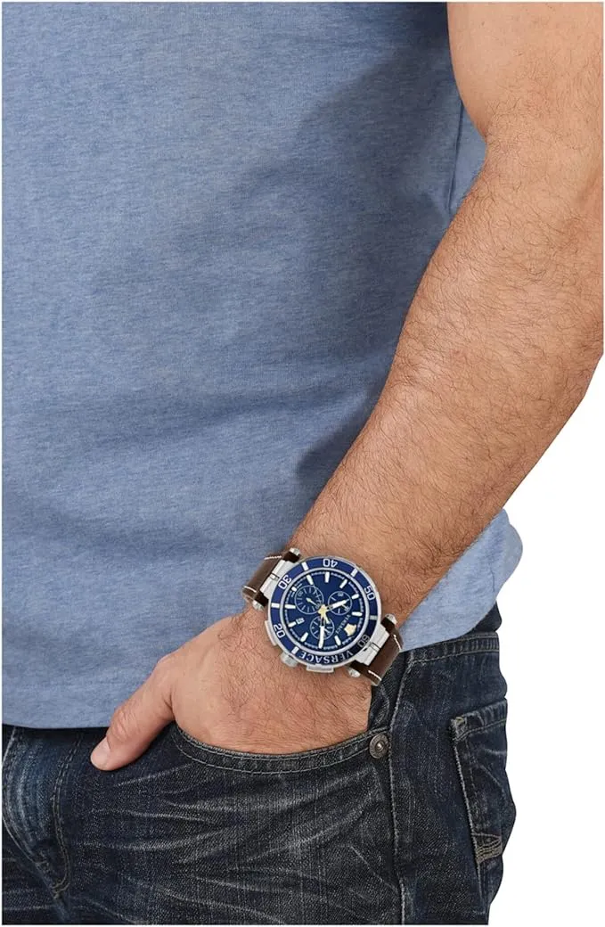 Versace Men's Watch 45mm Greca Chronograph Blue VE3L00122