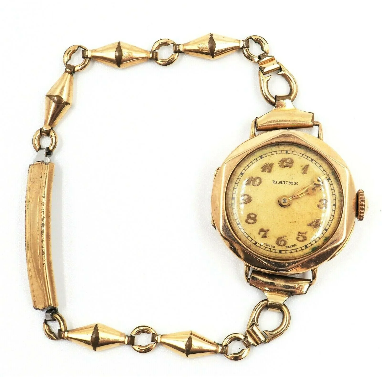 Vintage c.1920s Baume 9ct Yellow Gold Windup Watch