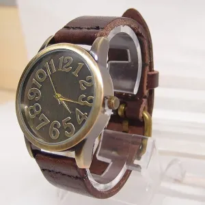 Vintage Genuine Cow Leather Watch Women Ladies Men Fashion Dress Quartz Wristwatch