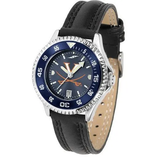 Virginia Cavaliers Ladies Competitor Ano Poly/Leather Band Watch w/ Colored Bezel