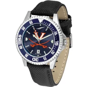 Virginia Cavaliers Mens Competitor Ano Poly/Leather Band Watch w/ Colored Bezel