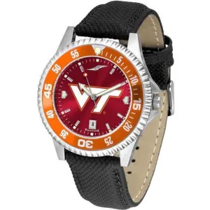 Virginia Tech Hokies Mens Competitor Ano Poly/Leather Band Watch w/ Colored Bezel