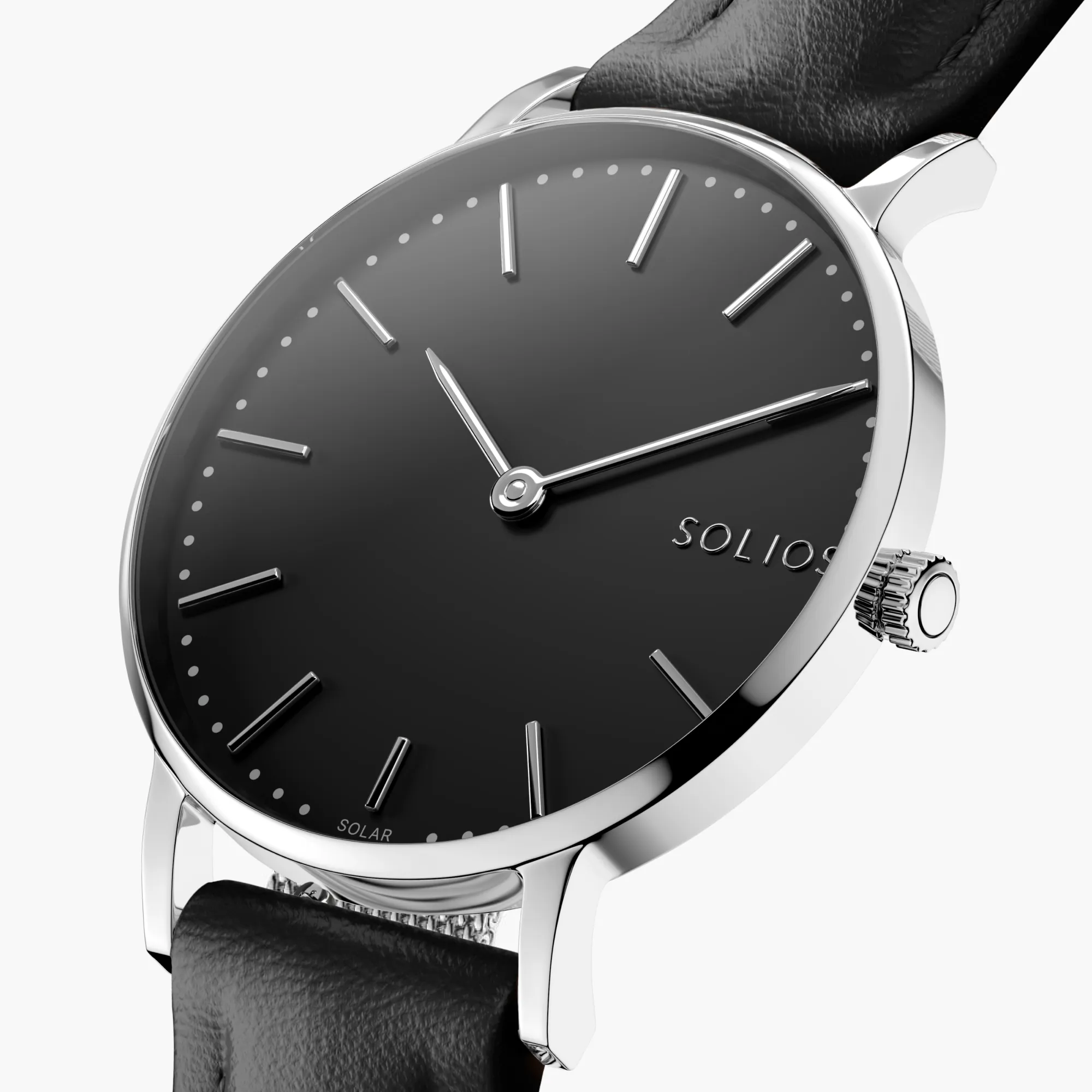 Watch Set - Solar Classic & Mini | Black Dial - Silver Case | Black Vegan Leather