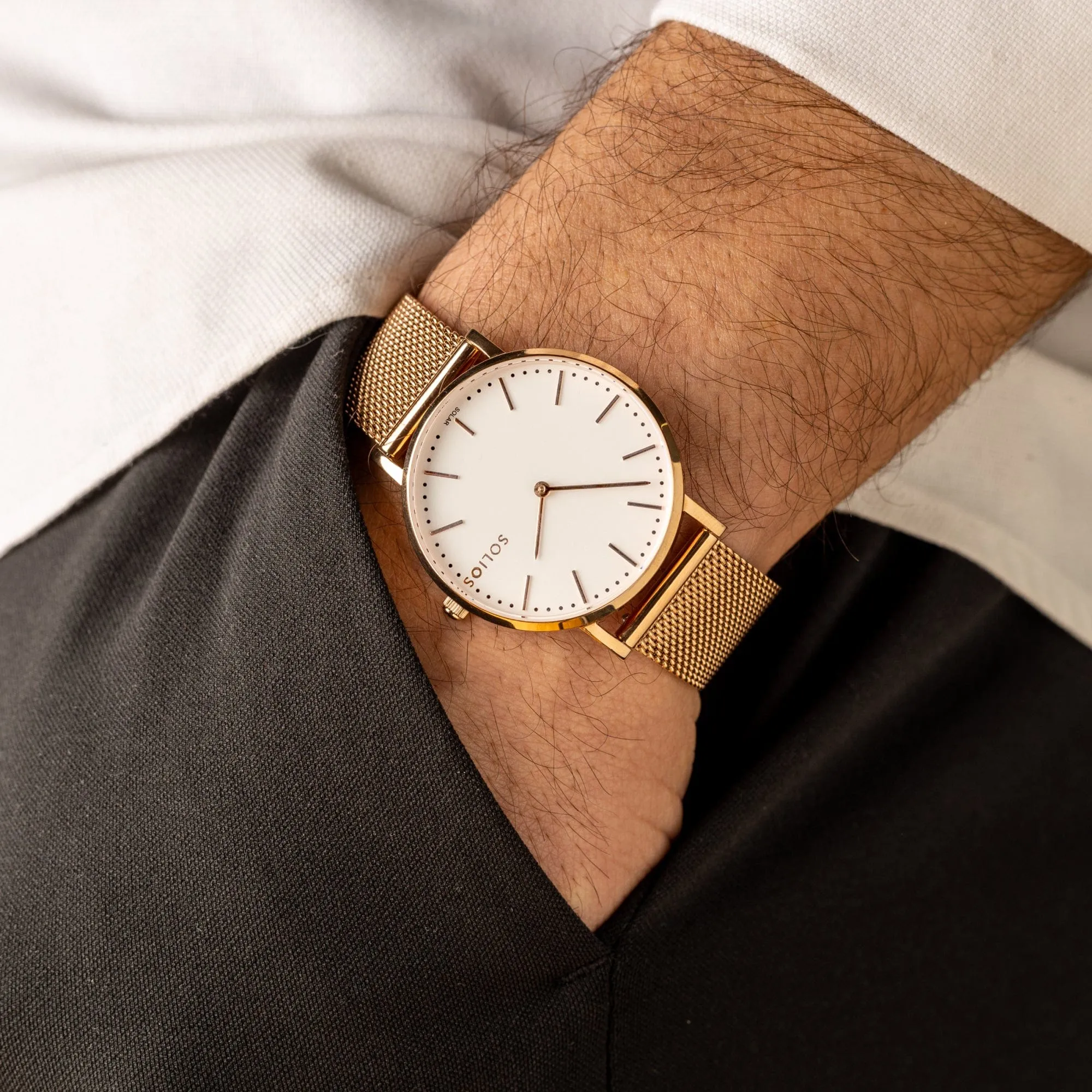 Watch Set - Solar Classic & Mini | White Dial - Rose Gold Case | Rose Gold Mesh