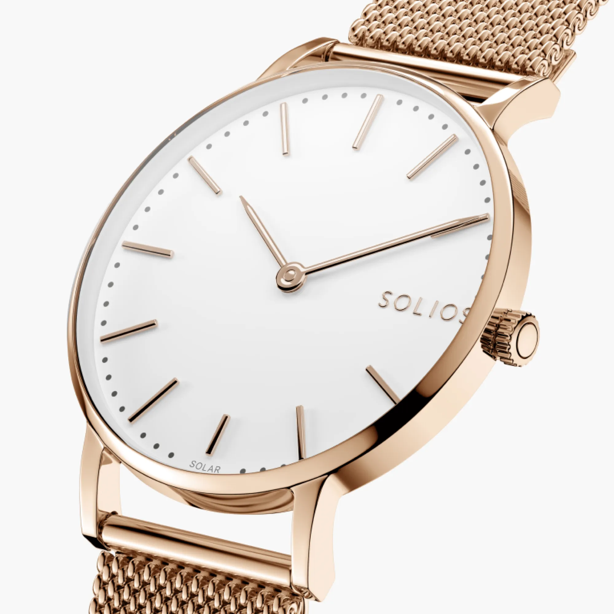 Watch Set - Solar Classic & Mini | White Dial - Rose Gold Case | Rose Gold Mesh