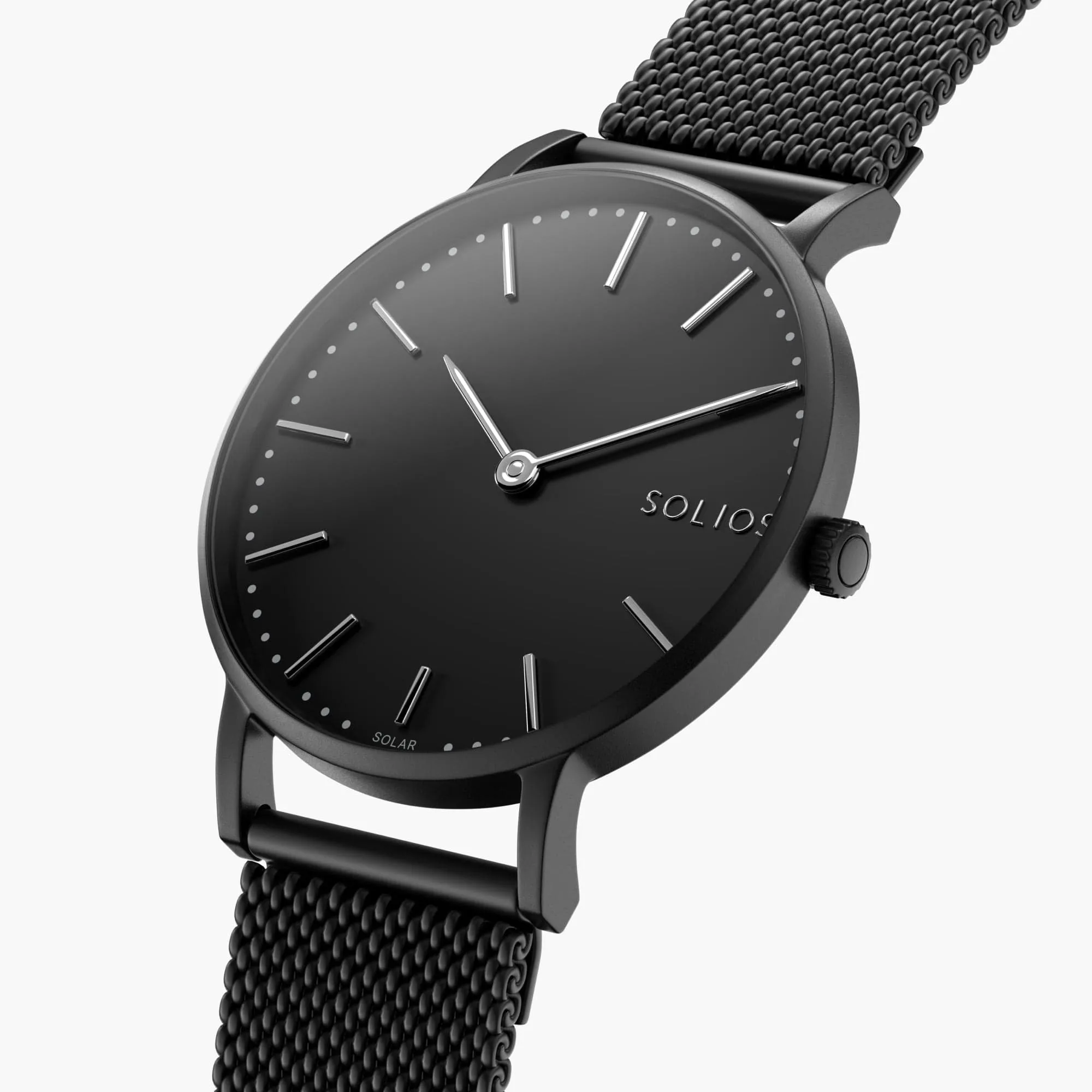 Watch Set - Solar Classic | Black Dial - Black Case | Black Mesh