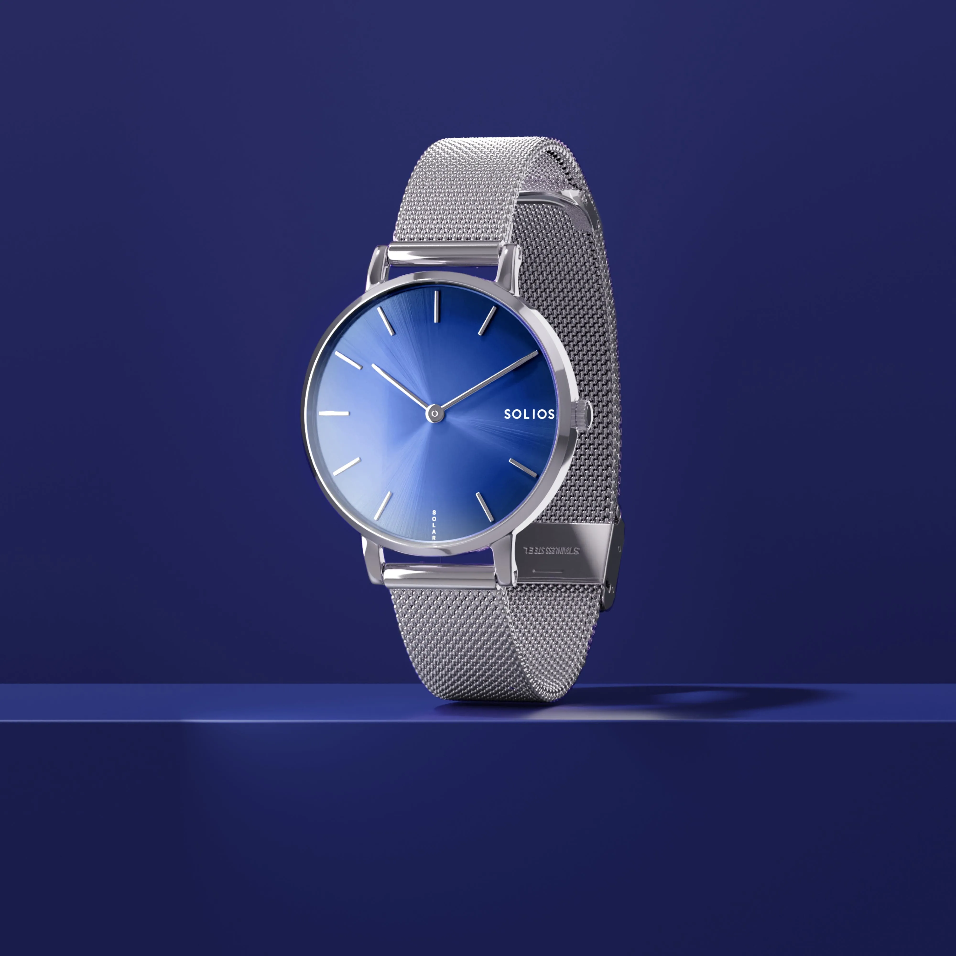 Watch Set - Solar Curve & Mini | Blue Dial - Silver Case | Silver Mesh