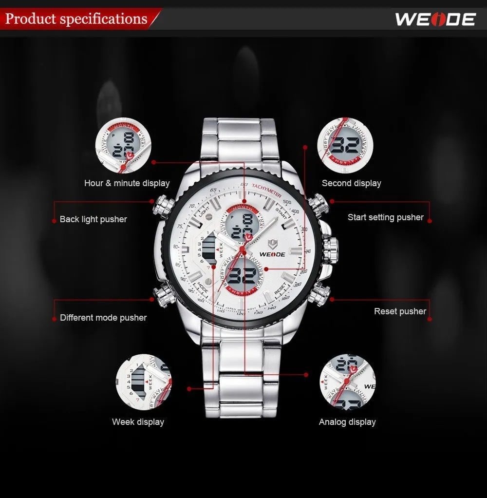 WEIDE Quartz Military Watches Sports Watch,Top Luxury Brand Business Men Watch Water Resistant Digital Watch